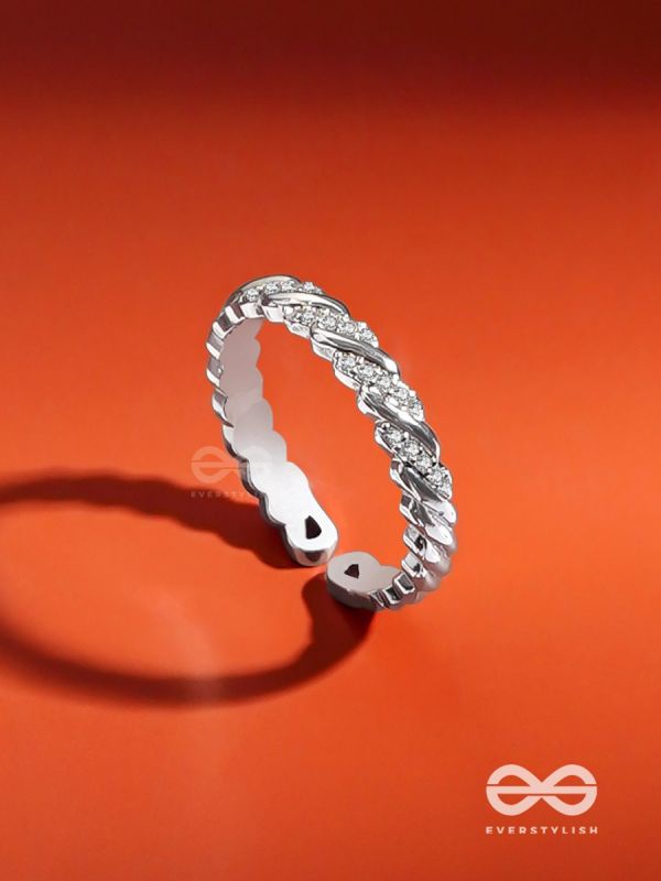 The Twisted Tales - Silver Cubic Zirconia Ring (Adjustable)