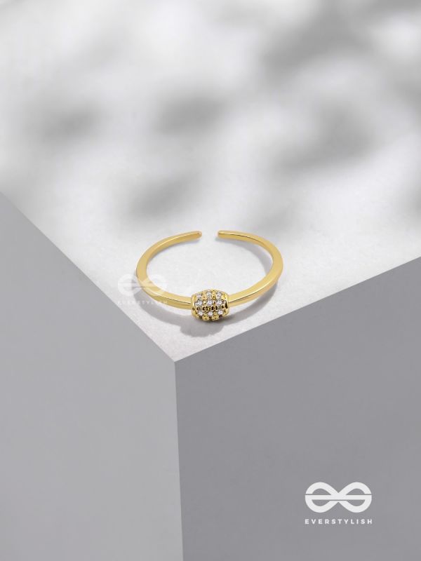 The Rare Lustre - Golden Cubic Zirconia Ring 