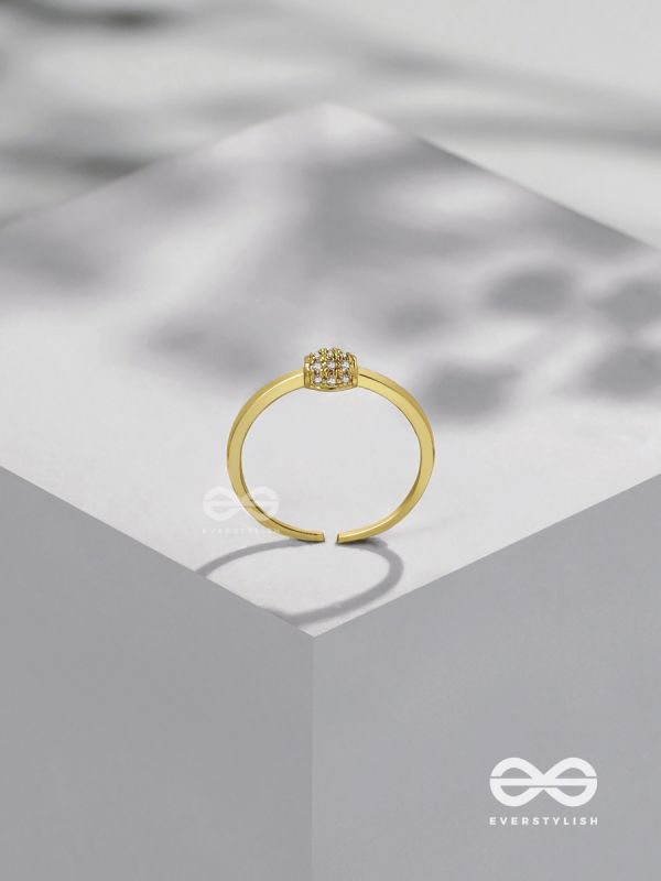 The Rare Lustre - Golden Cubic Zirconia Ring 