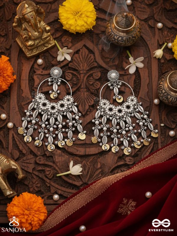 Pakshas - The Shore Craft - Shells, Beads And Coins Hand Embroidered Earrings