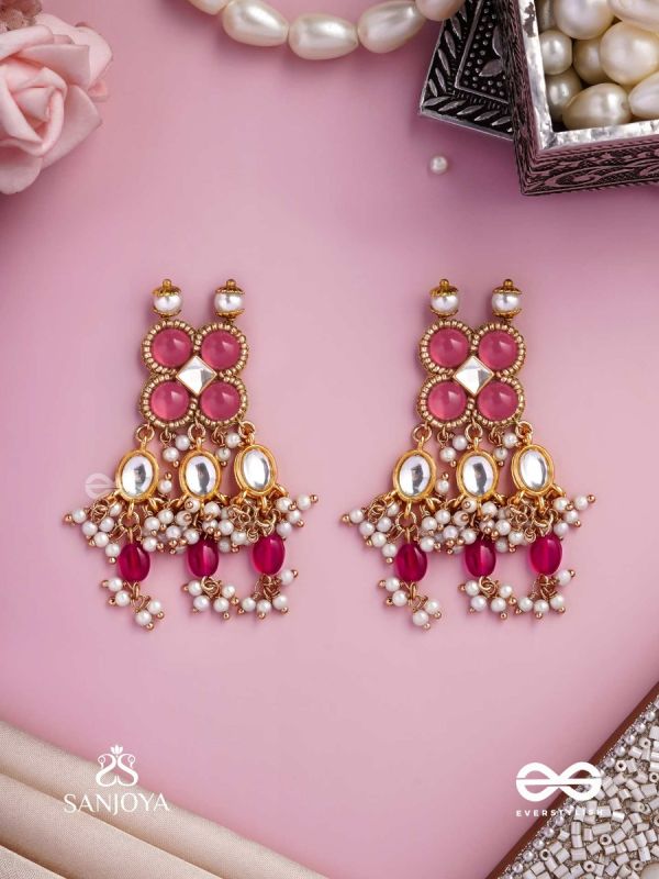GULABI DHARA – SUHANA KHAN INSPIRED EARRINGS FEATURING KUNDAN, RED GEMSTONES AND PEARLS
