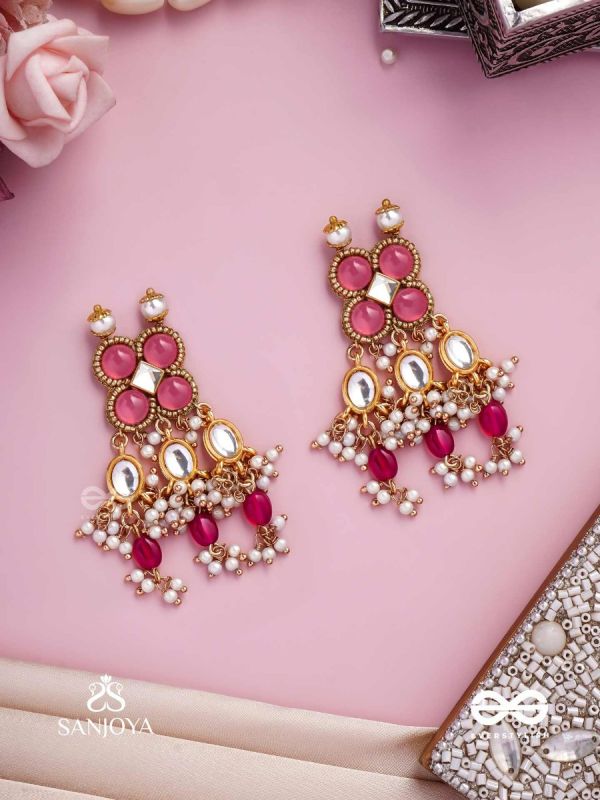 GULABI DHARA – SUHANA KHAN INSPIRED EARRINGS FEATURING KUNDAN, RED GEMSTONES AND PEARLS