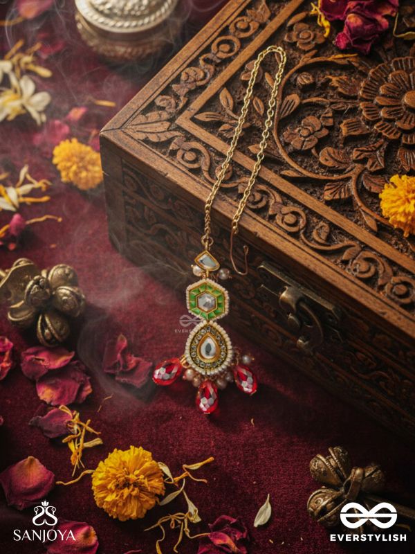 RUPANJALI - TRIBUTE TO BEAUTY - PEARLS, BEADS AND KUNDAN HAND EMBROIDERED MAANG TIKA