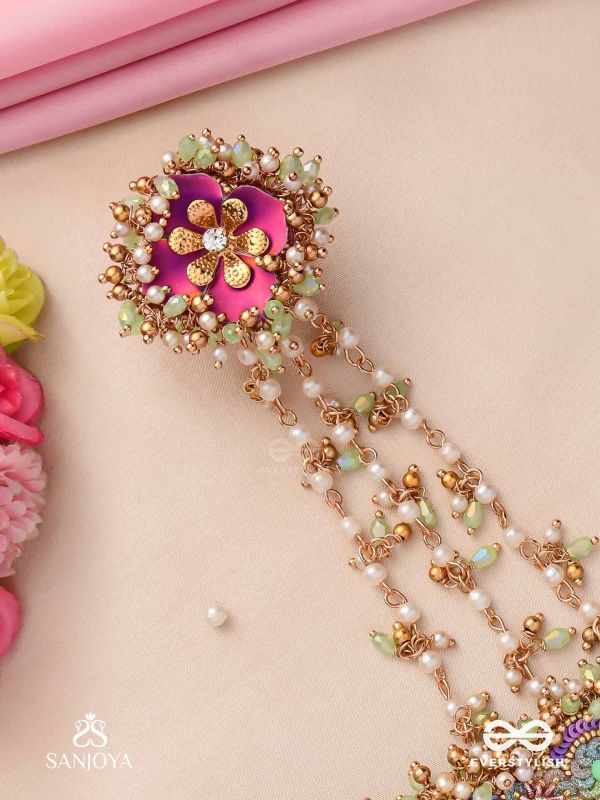 RANGOLIKA - A CANVAS OF COLORS - PEARLS, COLORFUL BEADS AND GOLDEN  HAND EMBROIDERD HATHPHOOL 