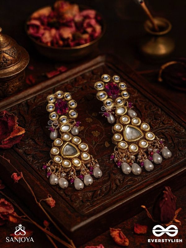 PREMABHĀVINI - RADIATING LOVE -  HAND EMBROIDERED BRIDAL KUNDAN AND PEARL SET WITH NECKLACE, EARRINGS AND MAANGTIKA