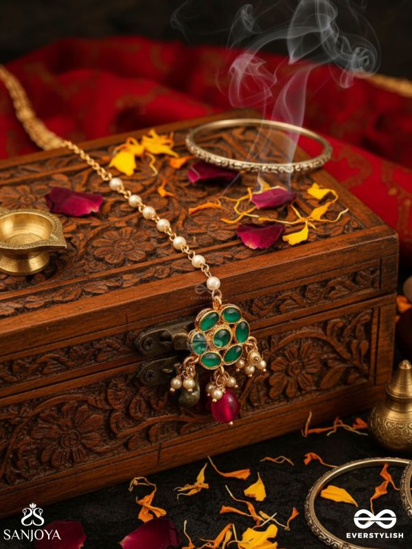 ANURAGA - LOVE’S EMBRACE - HERITAGE-INSPIRED KUNDAN POLKI MAANGTIKA WITH DAINTY BEADED DROPS