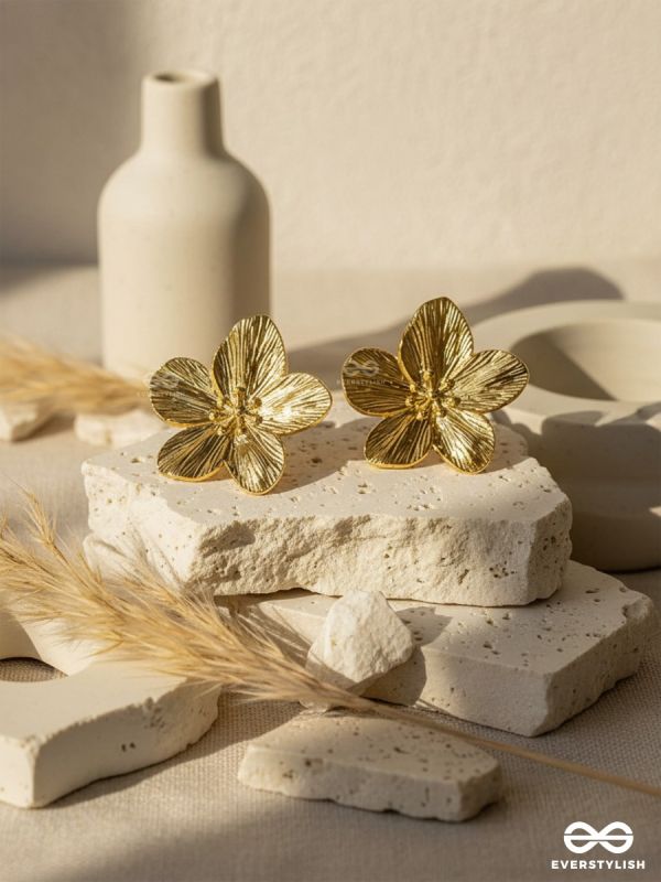 GOLDEN PETAL-  ELEGANT GOLD FLOWER STUDS
