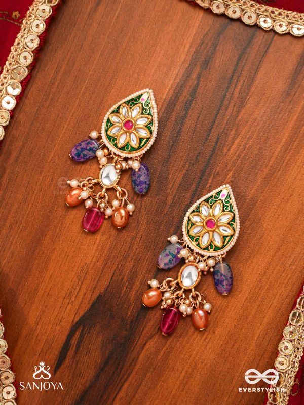 RANGKUSUMA - BLOOM OF COLORS- VIBRANT KUNDAN EARRINGS WITH BEADS, PEARLS AND ENAMELLING