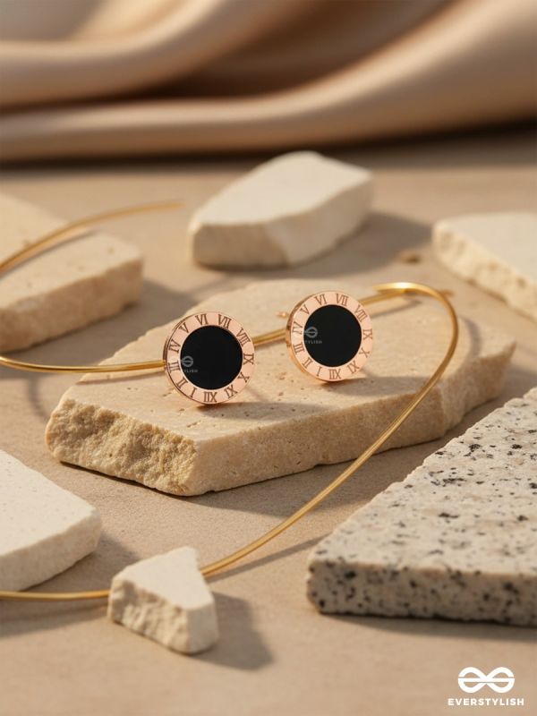 NOIR TIMEPIECE- TIMELESS BLACK AND GOLD STUDS