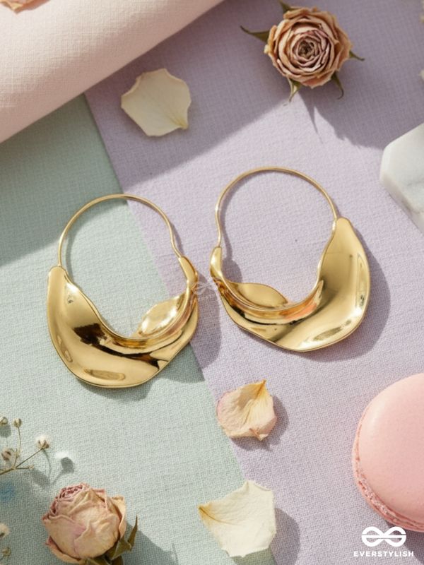 SUNLIT CURVE- ABSTRACT GOLD EARRINGS