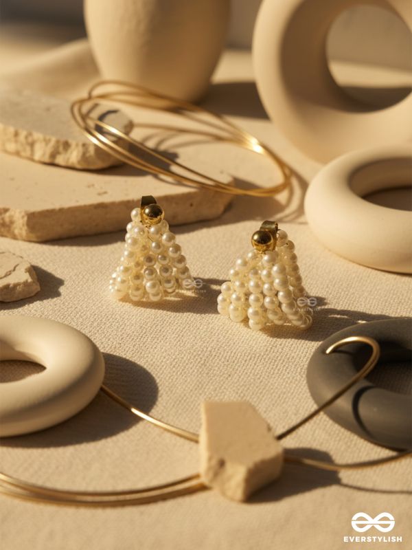 GRACEFUL GLOW-  LUXURIOUS LAYERED PEARL HOOPS