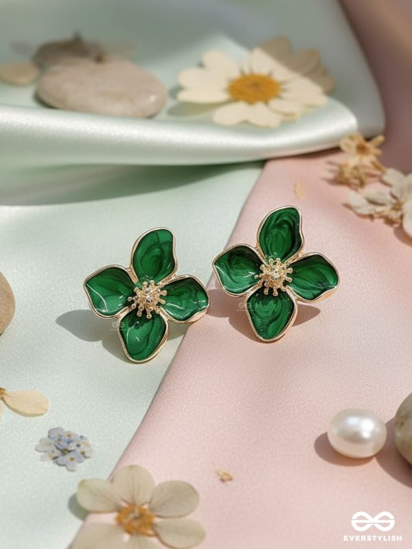 EMERALD BLOOM- STATEMENT FLORAL STUDS