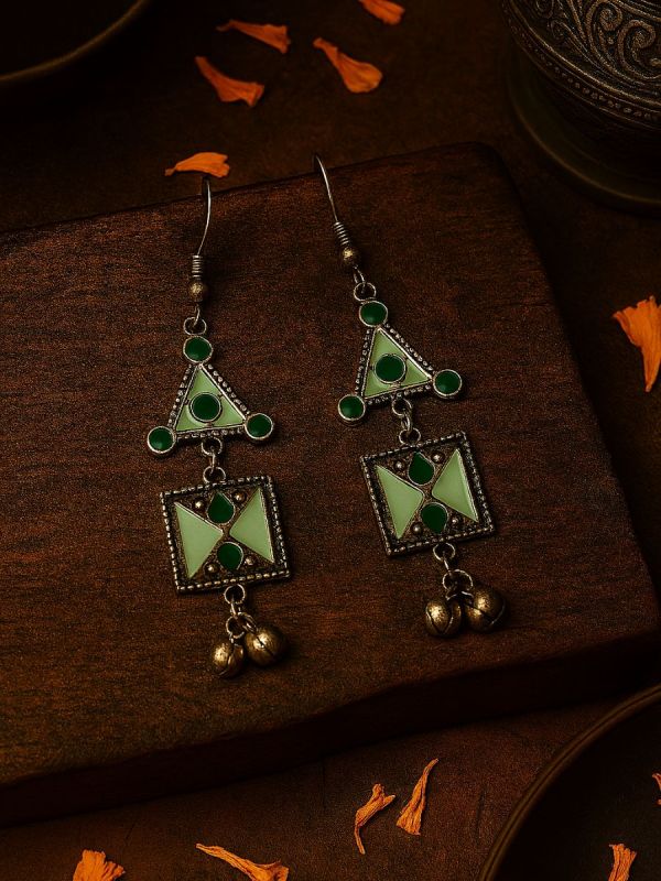 GYPSY MUSE- ENAMELLED OXIDISED EARRINGS