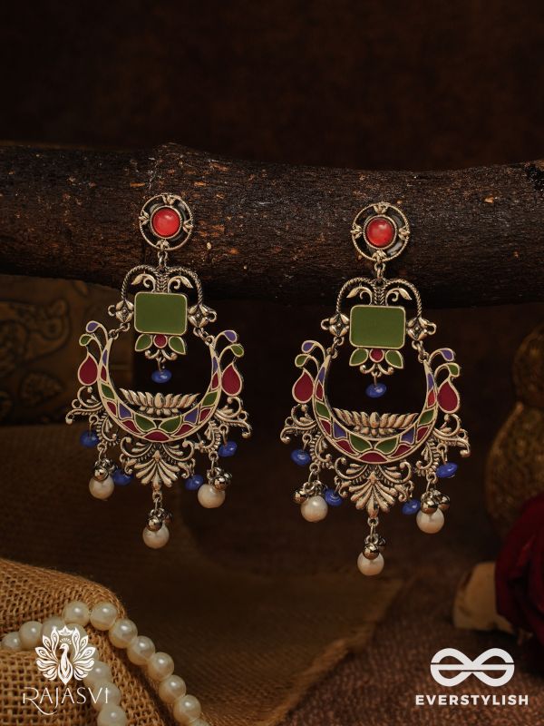 ROYAL CHAAND - STATEMENT ENAMELLED OXIDISED EARRING