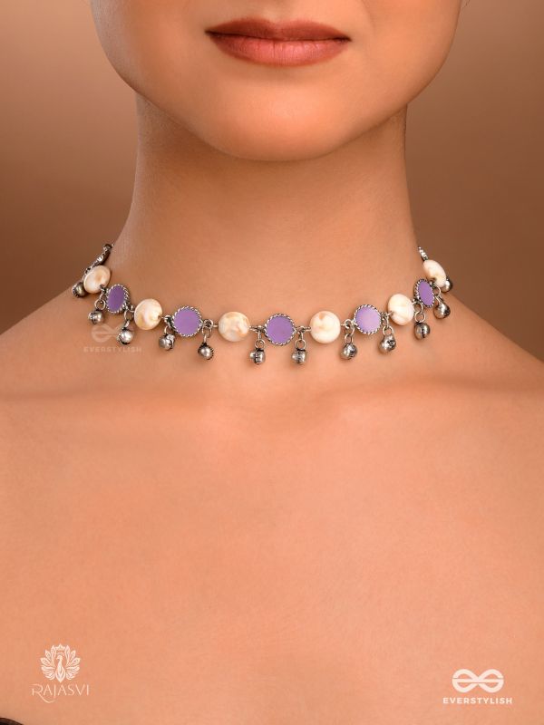 LAVENDER LINK - OXIDISED CHAIN NECKLACE