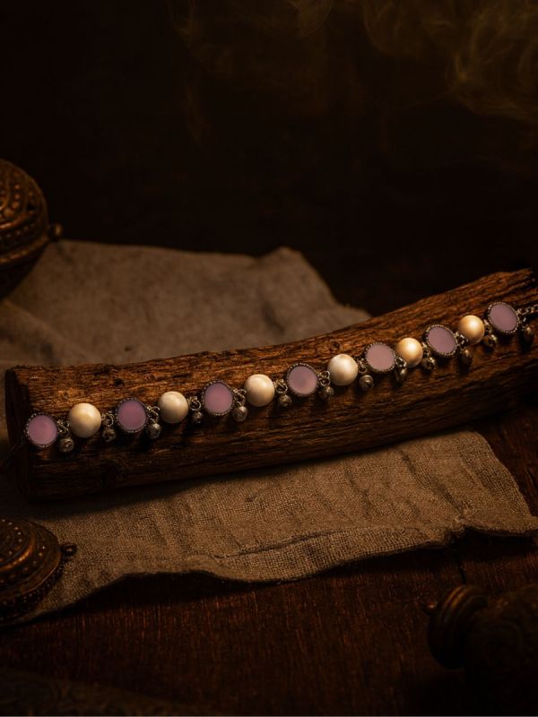 LAVENDER LINK - OXIDISED CHAIN NECKLACE