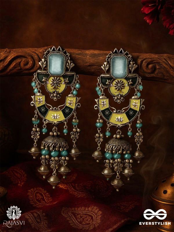 BREEZY RHYTHM - ENAMELLED OXIDISED DANGLE EARRING