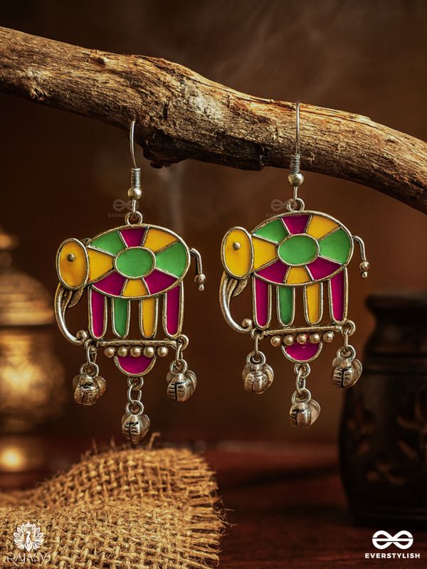 TUSKER TALE – TRIBAL ELEPHANT OXIDISED EARRING