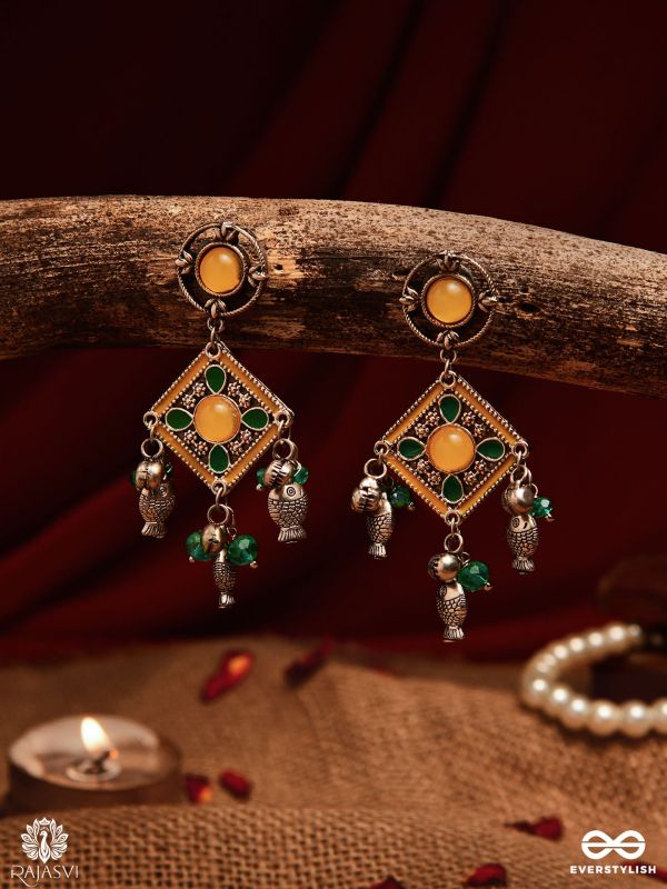 JALRANG – VIBRANT ENAMEL EARRINGS WITH FISH CHARMS