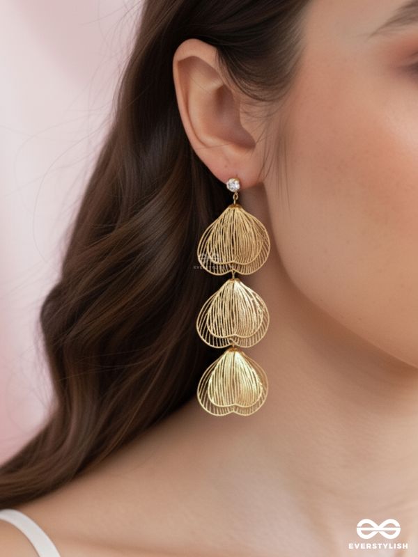 SHIMMER SHOWER – LUXE DROPLET EARRINGS IN GOLDEN TONES