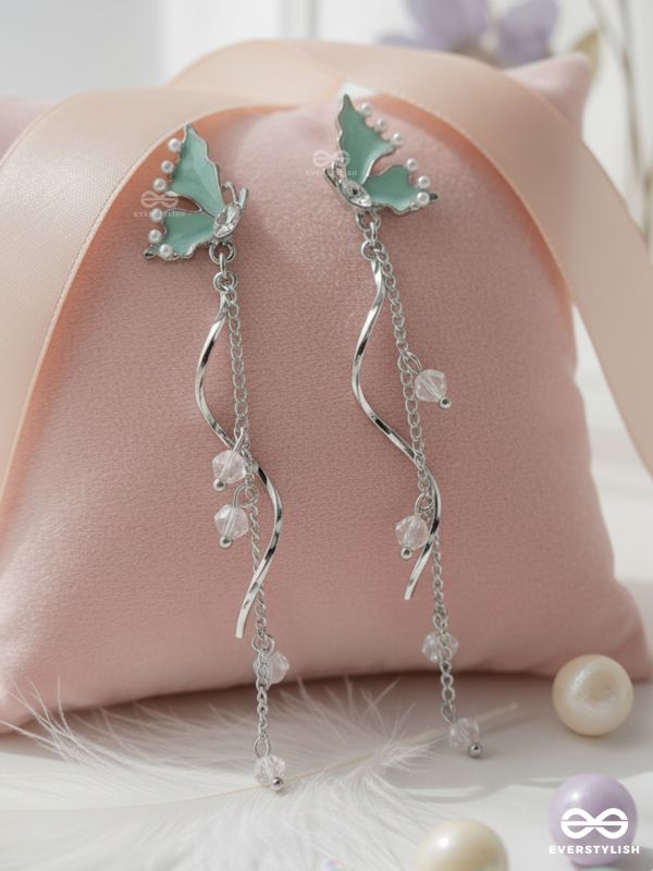 MINT GLIDE – DELICATE BUTTERFLY STRING DROP EARRINGS
