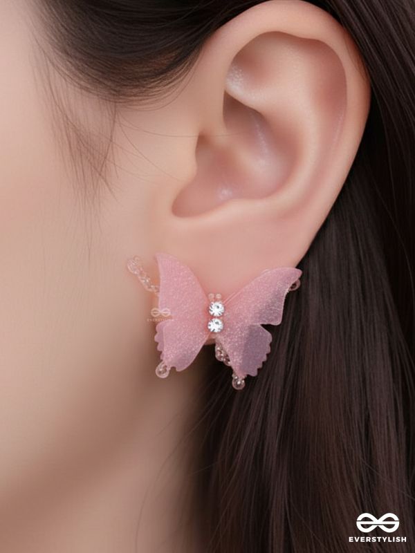 SOFTWING BLOOM – TRANSPARENT PINK BUTTERFLY STUDS