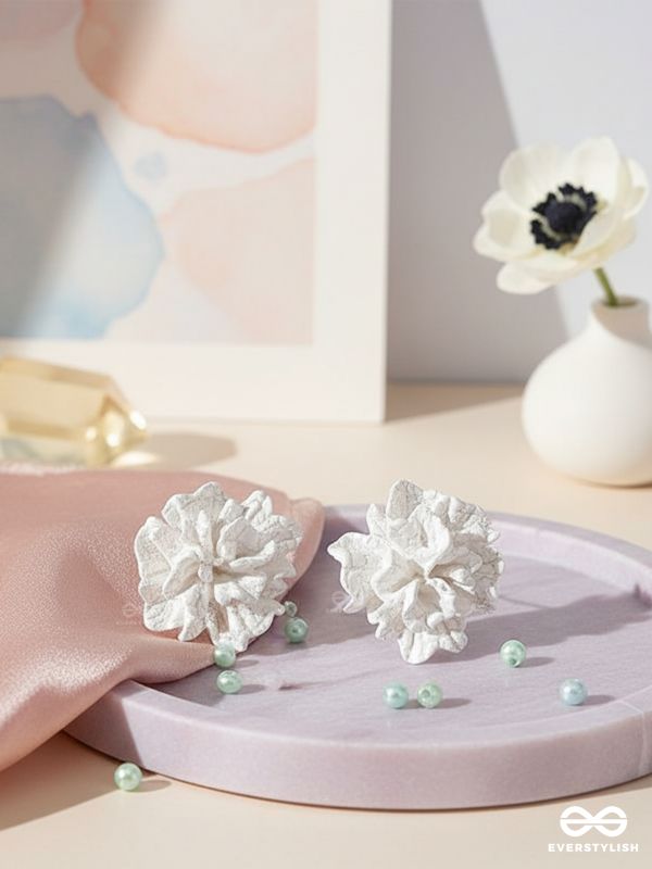 THE PETAL CLOUD – CARVED FLORAL STUD EARRINGS