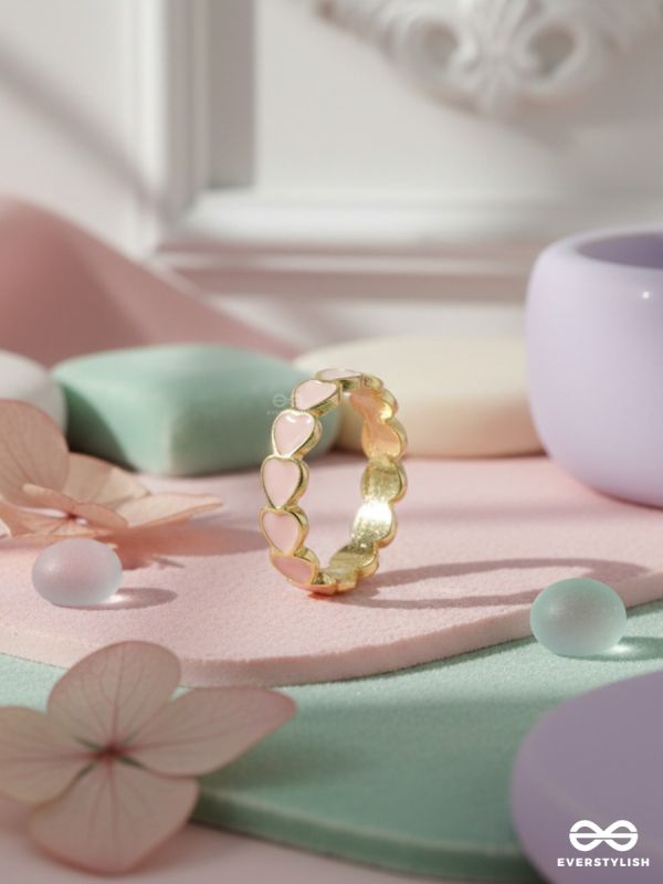 BLUSH HEARTS – ENAMELLED GOLD RING