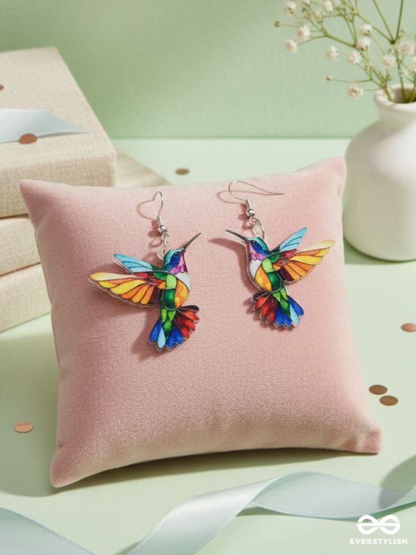 HAPPY HUM – RAINBOW BIRD EARRINGS
