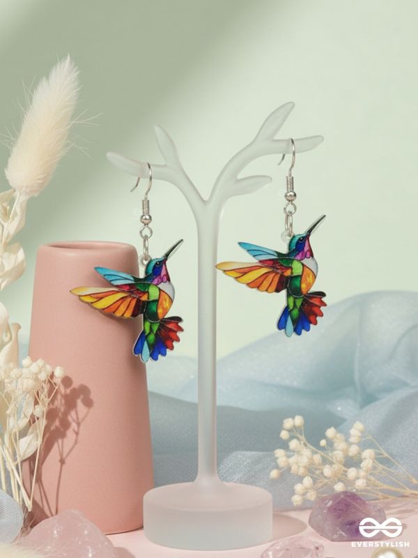 HAPPY HUM – RAINBOW BIRD EARRINGS