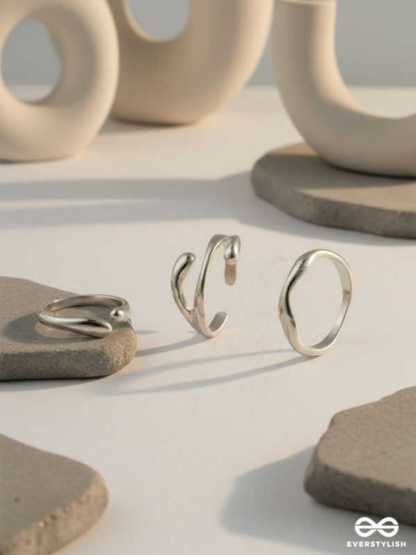 SILVER SWIRL – CONTEMPORARY RING SET