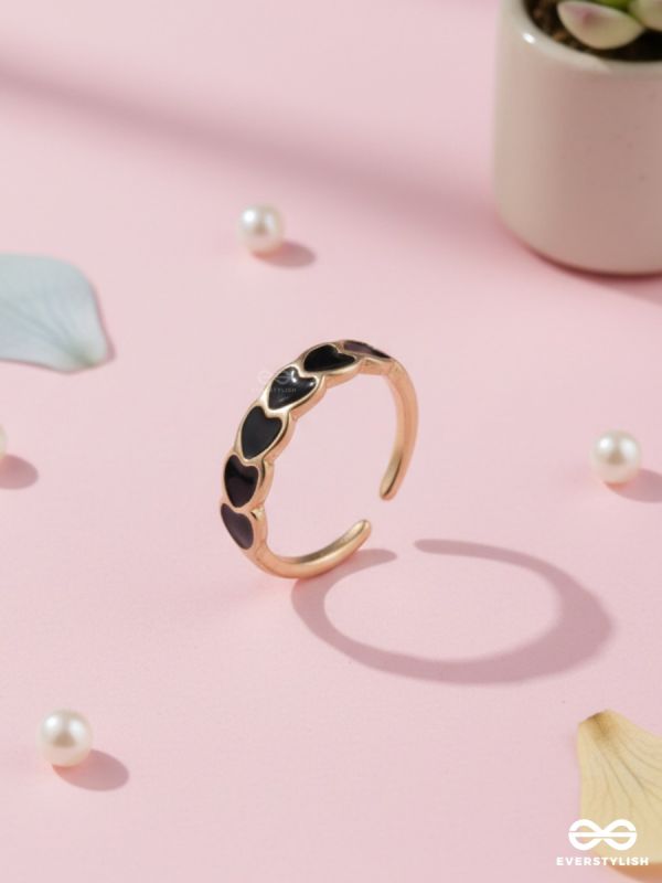 MIDNIGHT HEARTS – ENAMEL OPEN RING