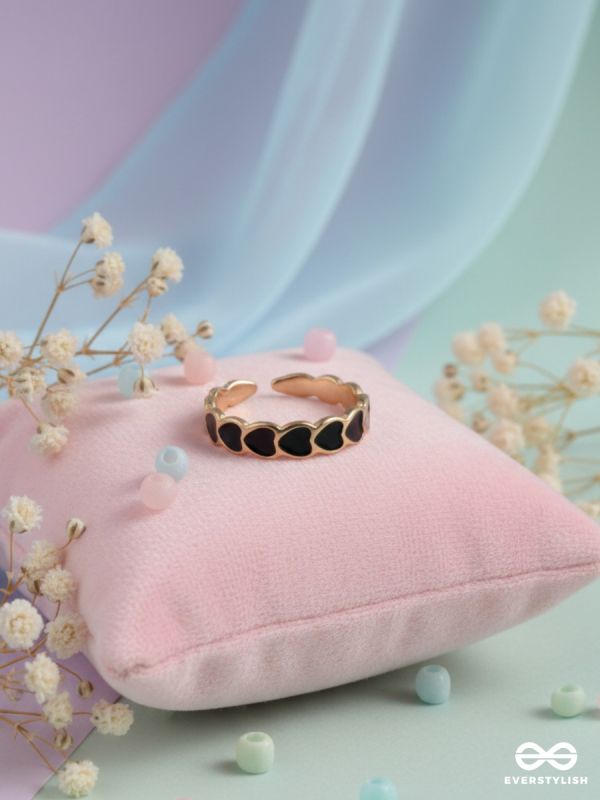 MIDNIGHT HEARTS – ENAMEL OPEN RING