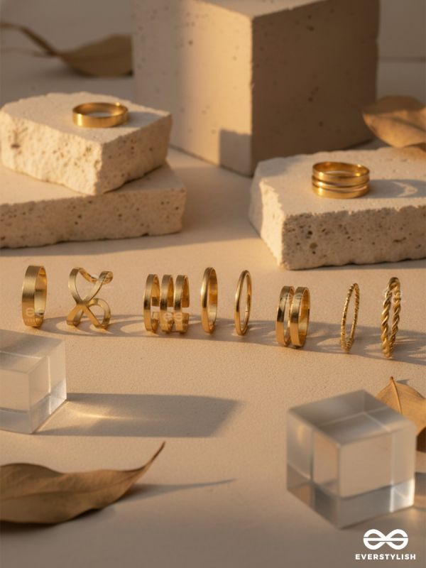 SCULPTED STACK – MODERN GOLD RING SET