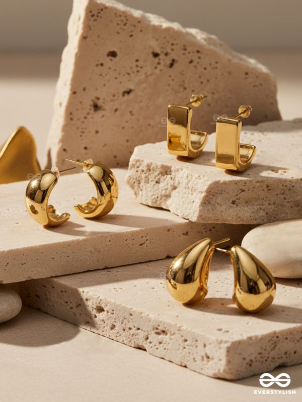 THE AURUM STACK – GOLD STUD EARRINGS SET