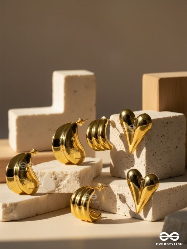 BOLD IN LOVE – GOLD HOOP & HEART SET