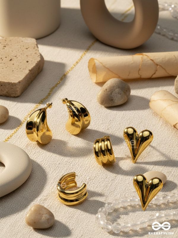 BOLD IN LOVE – GOLD HOOP & HEART SET