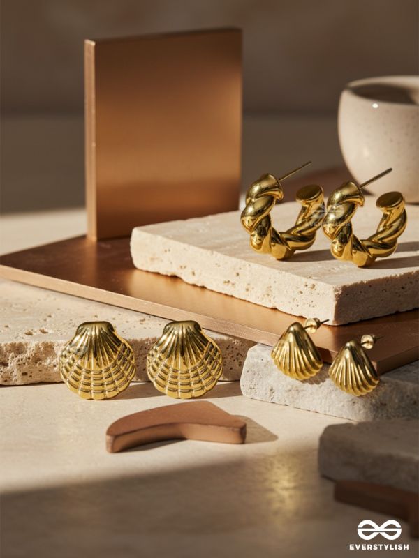 SEA ICON – HOOP & SHELL EARRINGS SET