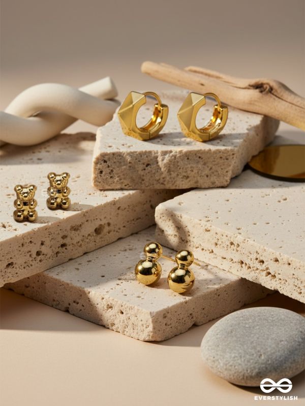 TRINKET TRIO – EVERYDAY GOLDEN EARRINGS SET