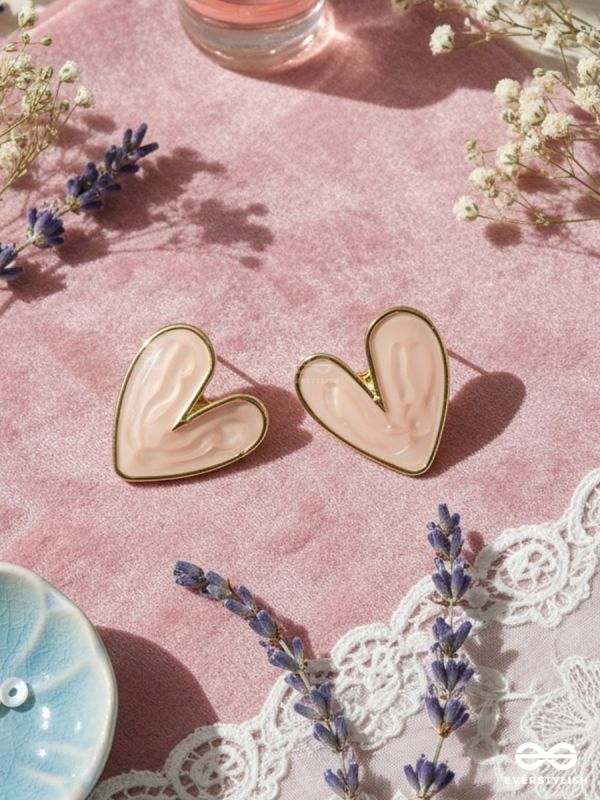 CUPID BLUSH – HEART STUD EARRINGS