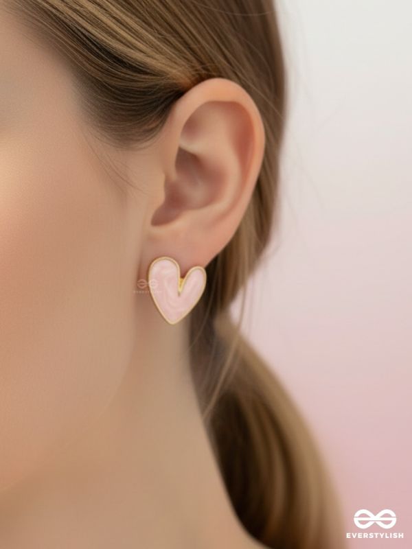 CUPID BLUSH – HEART STUD EARRINGS