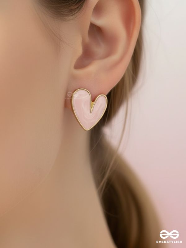 CUPID BLUSH – HEART STUD EARRINGS