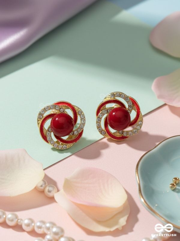 SCARLET REGENT – SWIRL STUD EARRINGS