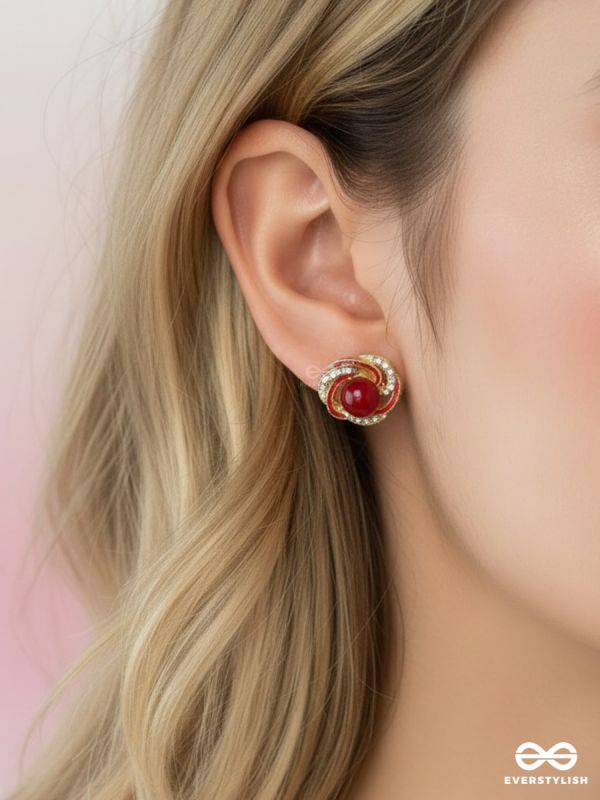 SCARLET REGENT – SWIRL STUD EARRINGS