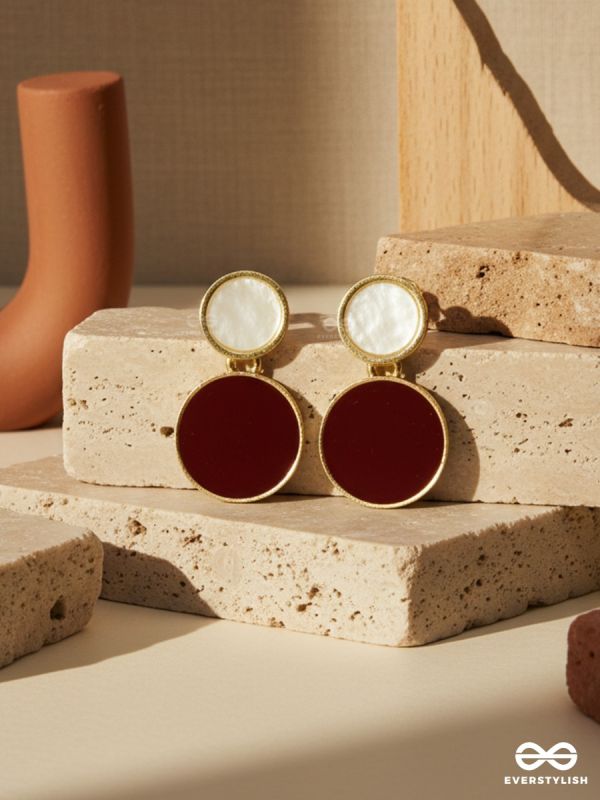 MERLOT MOON – ROUND STATEMENT EARRINGS