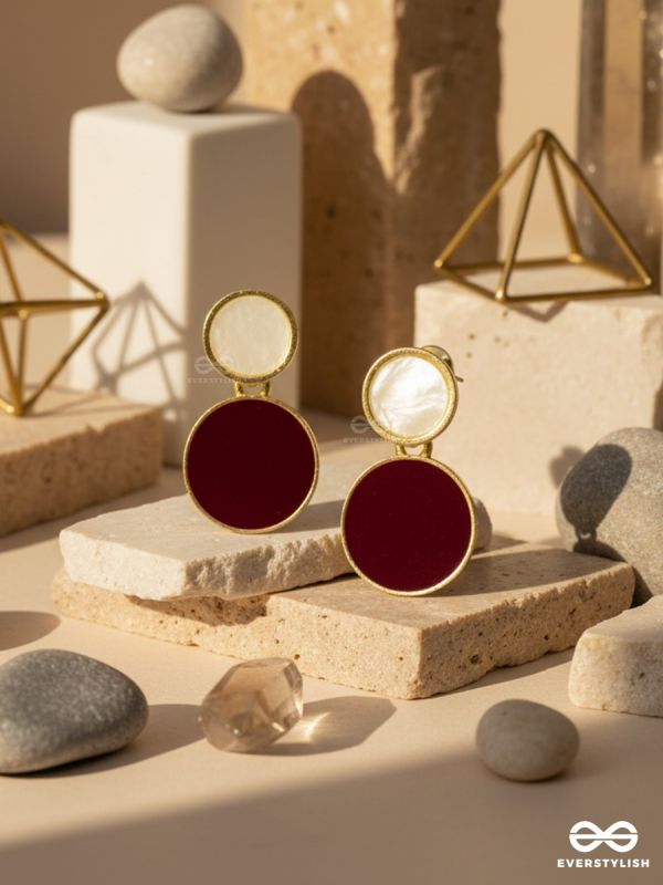 MERLOT MOON – ROUND STATEMENT EARRINGS