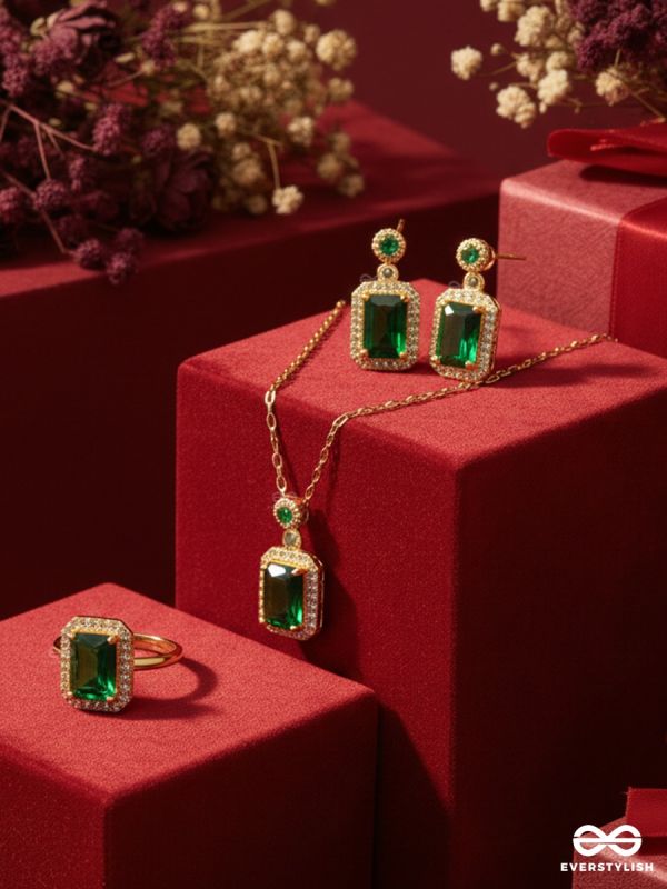EMERALD LUXE- SOPHISTICATED GREEN GEMSTONE SET