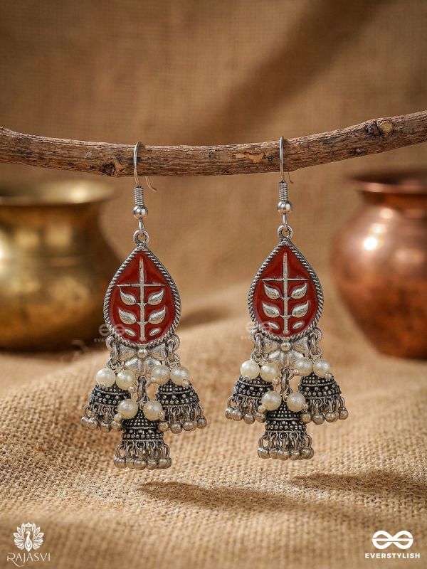 EMBER FOLIAGE – OXIDISED STATEMENT JHUMKA EARRINGS