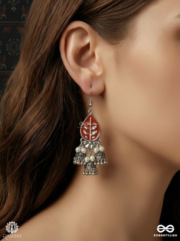 EMBER FOLIAGE – OXIDISED STATEMENT JHUMKA EARRINGS