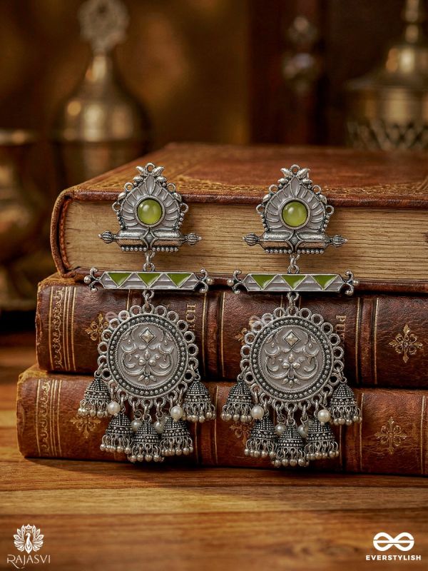 IRIS EMPRESS – OXIDISED HERITAGE STATEMENT EARRINGS